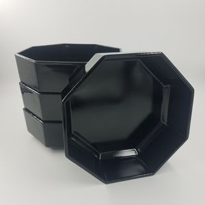 Vintage 80's Arcoroc Octime Octogan Black Bowls Set Of 4